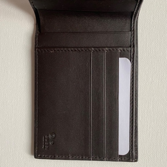 GUCCI Microguccissima Bi-Fold Wallet Dark Brown - Picture 4 of 16